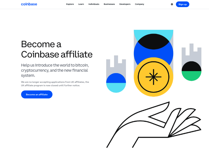 Coinbase Affiliate Program Screenshot